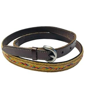 Target Skinny Leather & Jute w/Multi-Colored Arrow Pattern Bohemian Belt - 43.5"